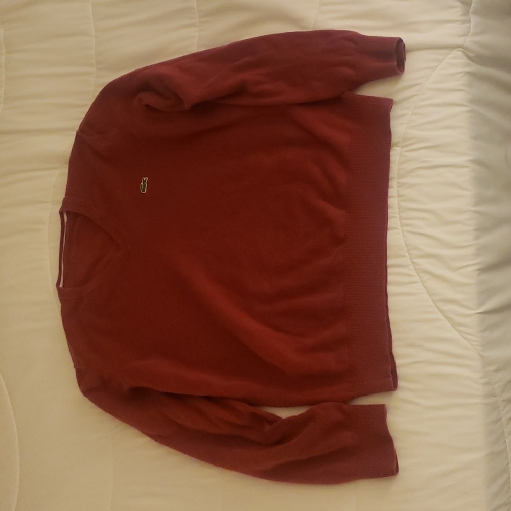 Lacoste V-Neck Sweater Burgundy (Wine/Flour) Made in France